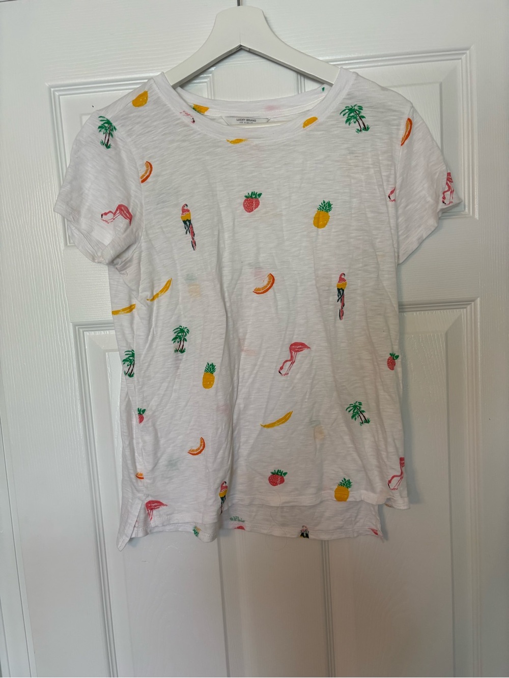White Tropical Print Tee